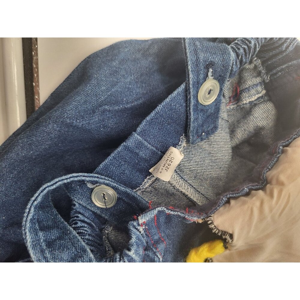 VTG Minnie Mouse Cowgirl Farmer Country Applique Denim Overalls One Piece 6-9M - Picture 9 of 10